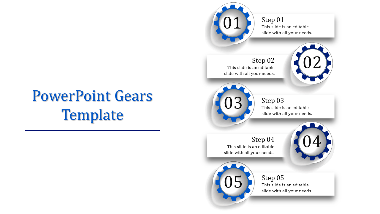 Attractive PowerPoint gears template and Google slides